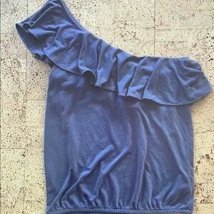 Chic One-Shoulder Ruffle Top in Blue